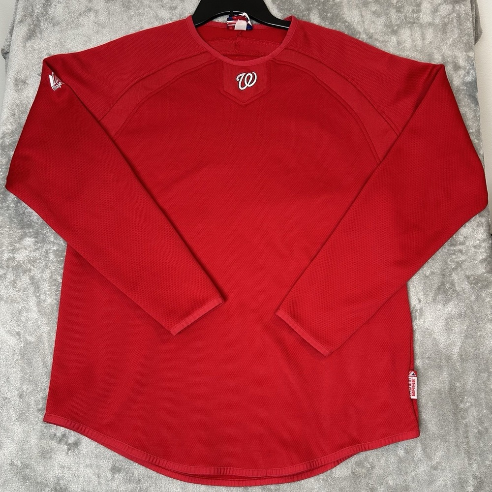 Majestic Washington Nationals MLB Mens Red Sweater Authentic On-Field Size Small